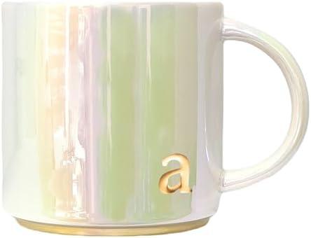 COLLECTIVE HOME - Ceramic Coffee Mug, Iridescent Finish Cups, Personalized Lowercase Embossed Lettering, Lustrous Multicolored Finish, Ideal for Unique Gifts (a-1)