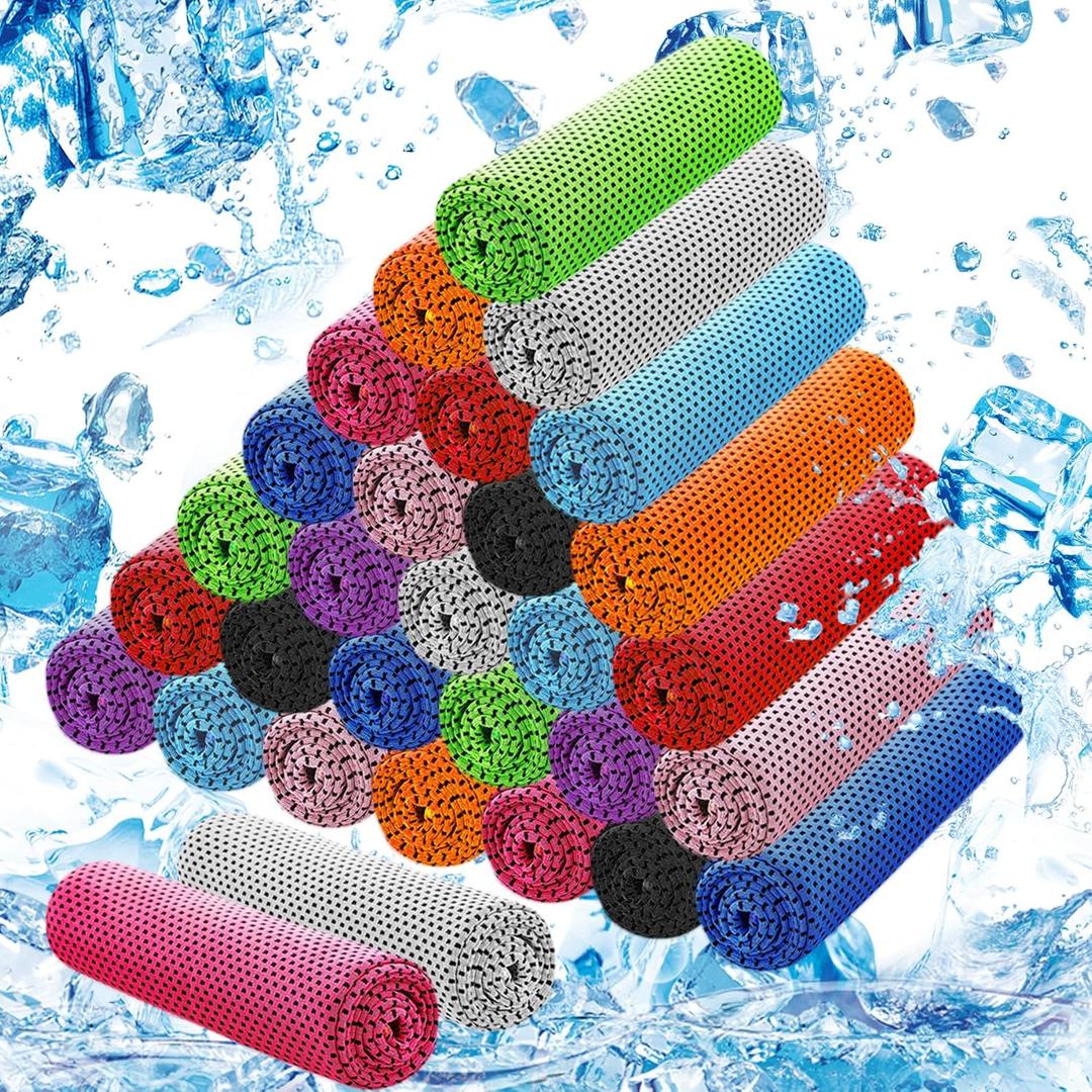 29 Pack Cooling Towels for Neck and Face (40"x12"), Ice Microfiber Cooling Towels Bulk for Workout Chill Sweat Towels Cooling Neck Wraps for Gym Yoga Golf Running Sport