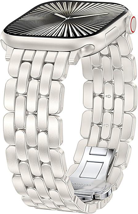 TOYOUTHS Designer Vintage Dressy Bracelet for Apple Watch Band Women 38/40/41/42mm(Series 11/10), Stainless Steel Elegant Luxury Metal Strap for iWatch Series 11 10 9 8 7 6 5 4 SE/Ultra 3 2 1