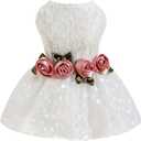 Fitwarm Luxury Rose Lace Pet Dog Weddding Dress Bride Clothes Formal Apparel, Medium