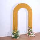 Tableclothsfactory 8ft Gold Spandex Fitted Open Arch Backdrop Cover, Double-Sided U-Shaped Wedding Arch Slipcover