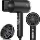 Ionic Hair Dryer with Diffuser, Powerful 1800W Blow Dryer for Women & Men, Fast-Drying Hair Dryer with Nozzle for Home, Salon, Travel (Black)