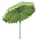 Tempera 9FT Scalloped Tassel Patio Umbrella, Outdoor Market Umbrellas with 8 Sturdy Ribs with Crank & Pust Button Tilt,Fade Resistant Canopy