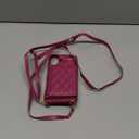 for iPhone 16 Plus Case with Card Holder and Strap for Women,Crossbody Lanyard, Make Up Mirror,Ring Stand,Snap Clasp,Cute Phone Wallet Cases 6.7 inch - Rose red