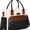MIYCOO Lunch Bag Lunch Box Women - Leakproof Insulated Lunch Cooler Bag for Women - Large Lunch Tote Bags Adults, Black with Off White with Brown