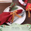 12 Pcs Christmas Napkin Rings Bow Velvet Napkin Holders Buckle for Wine Bottles Xmas Candlestick Holiday Birthday Party Anniversary Dinner Wedding Dining Table Decoration(Khaki)