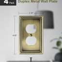 4-Pack Duplex Outlet Cover Plate, Antique Brass Metal Wall Plates for Electrical Outlets, 1 Gang Receptacle Cover, Pearls Decorative Switch Plates and Outlet Covers