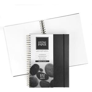 ArtSkills Stone Paper Sketchbook, Spiral Bound Stone Paper Notebook No Lines, 9x12 Waterproof Journal, Aesthetic Sketchbook Blank Pages for School, Work, Drawing, Sketching - Black, 100 Sheets