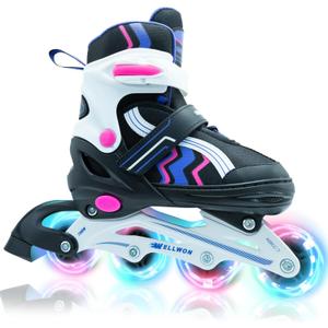 Kids Inline Skates for Boys and Girls Ages 6-12, Adjustable Beginner Skates with Light Up Wheels for Kids Youths Teen