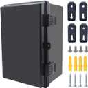 Junction Box, Hinged Black Cover IP67 Waterproof ABS Project Box with Mounting Plate Electrical Box Enclosure with Wall Bracket 11.8 x 7.9 x 6.7inch(300x200x170mm), Black