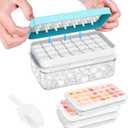 0.8“ Ice Cube Tray with Lid and Bin, PHINOX 84 Cubes Ice Trays for Freezer, Ice Cube Trays for Freezer with 3 trays, Container, Lid & Ice Scoop, BPA Free, Blue(28Cubes/ Tier)