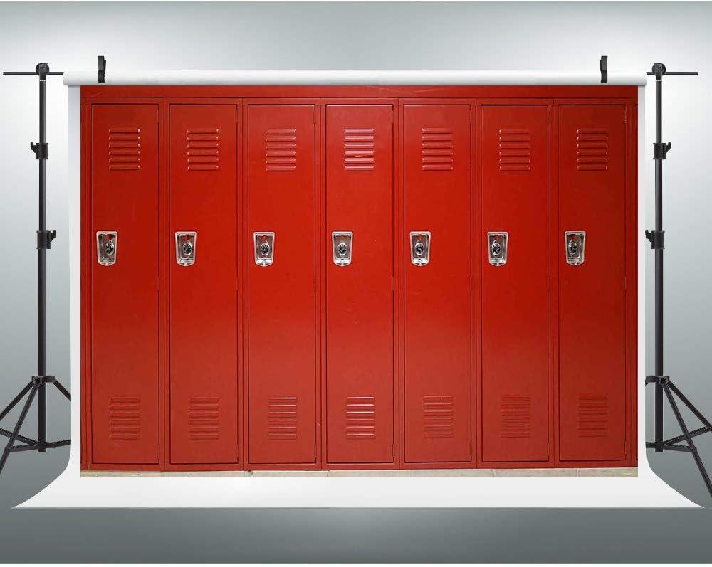 EOA 7(W) x5(H) FT Red Locker Backdrop Sports Gym School Photography Background Basketball Soccer Baseball Hockey - Great for Birthday, Studio, Booth, Party, Events, Portrait Use Photoshoot Props
