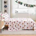 Chezmoi Collection 4-Piece Kids/Teens Sports Sheet Set - Soft Polyester White Brown Football, Queen Size
