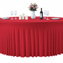 GALLETY Baby Blue Table Cloth for 5FT Round Tables, Fitted Spandex 120 inch Round Tablecloth, Wrinkle Free Table Skirt for Receptions Birthday Photography Party Social Events Baby Showers Decorations