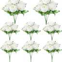 Ovveroche 8 Pack White Peonies Artificial Flowers, Fake Silk Hydrangea Bouquet for Bridal Wedding Home Table Decor Reusable Dining Opening Ceremony Birthday Arrangement Faux Floral