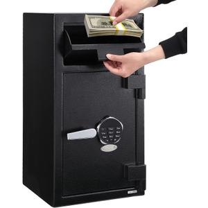 GarveeTech Fireproof Depository Safe with Drop Slot, Electronic Anti-Theft Drop Safe for Business with Programmable Numeric Keypad Lock and Spare Keys, Cash Drop Safe Box for Office Home Retail Store (16.73"D x 15.35"W x 29.53"H)