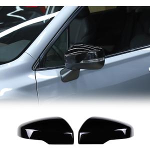 Door Rear View Mirror Cover Compatible with Subaru Forester 2019-2024 with Turn Signal/Crosstrek XV 2018-2023, ABS Side Door Rearview Mirror Cover Protective Trim Cap (Bright Black)