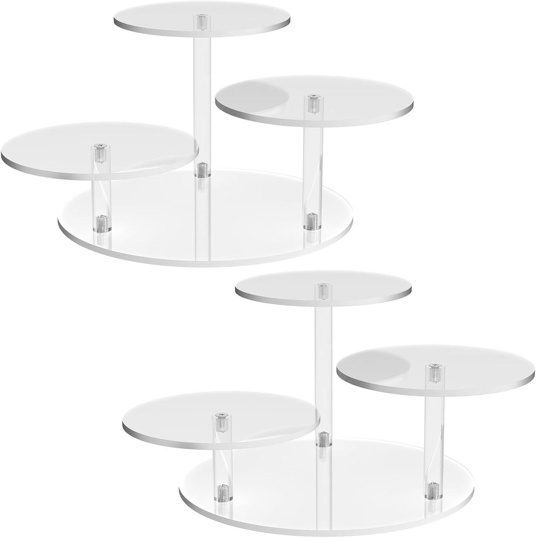 NiHome 3-Tier Acrylic Stand Risers for LEGO Botanical, Figurine Shelf Clear | Multi-Tier Showcase for Perfume, Cupcakes & Collectibles. Easy Tool-Free Assembly, 2PCS Sturdy Desktop Decor Organizers