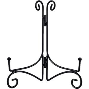 SVENJBB Black Iron Plate Stand, 6 Inch Plate Holder for Display, Small Metal Plate Display Stands for Cookbook, Picture Frame, Photo, Decorative Plates (6 Inch, 2 Pack)