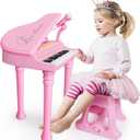 Love&Mini Piano Keyboard Toys for Girls - 31 Keys Kids Toy Piano with Microphone and Stool for Toddler Music Toy for 3+ Years Old Girls Birthday Gift