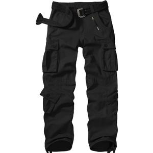 Men's BDU Casual Military Pants, Tactical Wild Army Combat ACU Rip Stop Camo Cargo Work Pants Trousers with 8 Pockets (32, Black)