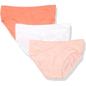 Warner's Women's Blissful Benefits No Muffin Top 3 Pack Hipster Panties (XX-Large, Sugar Coral/White/Peach Glow)
