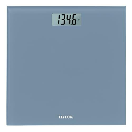 Taylor Digital Glass Bathroom Scale for Body Weight, Accurate High Precision and Durable Platform, Digital Weighing Machine for People, Easy-to-Read Display, 350 lb Capacity, Slate Blue