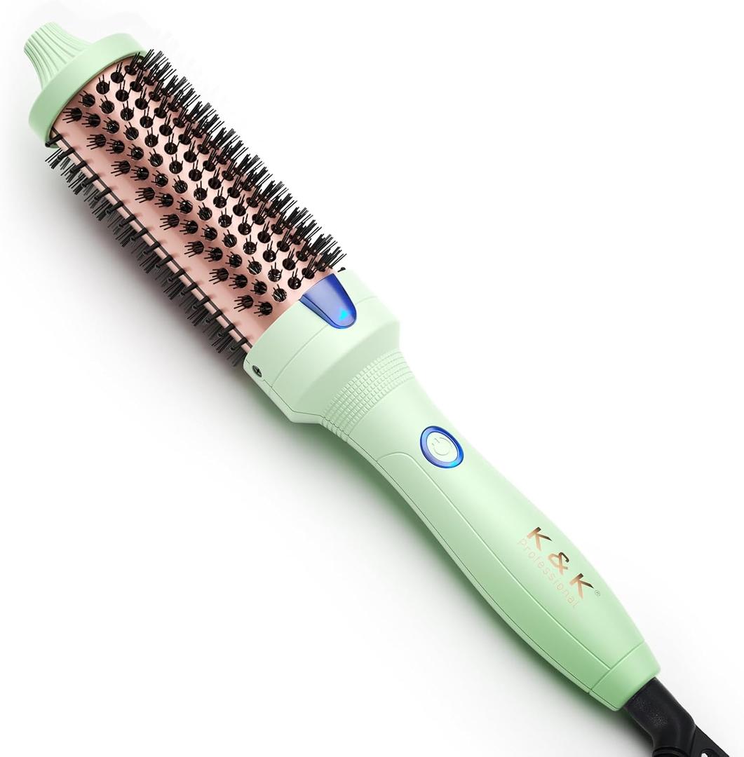 K&K Brush 40, Thermal Brush for Blowout Look, 1 1/2 Inch Ionic Heated Round Brush Makes Hair Smoother, Dual Voltage Thermal Round Brush Get Natural Curls, Easy to Use, 30S Fast Heating