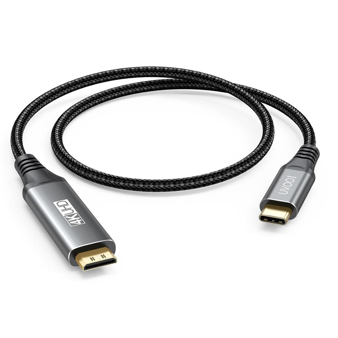 Short USB C to Mini HDMI Cable 2FT(NOT HDMI), 4K@60Hz High Speed Type-C to Mini HDMI 2.0 Cord for Portable Monitor Compatible with MacBook, Laptop, Steam Deck, ROG Ally, iPhone 16/15, Galaxy S25