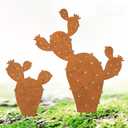 2pcs Metal Cactus Outdoor Decor,Desert Steel Yard Art, Metal Plants Prickly Pear Cactus,Lawn Decoration&Yard Art Outdoor and Garden Clearance Large
