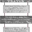 Marriage Rustic Sign with 5pcs Panels Strung Together - Bridal Shower Gift for Couples Wife Husband - Christian Religious Inspiring Home Decor Newlywed
