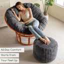 HIGOGOGO Pouf Ottoman Stuffed Round Modern Foam Filled Foot Rest Poufs for Living Room Chair Decorative 26 X 18 Inches Boho Relax Stool for Wedding Christmas Party, Dark Grey