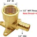 4 Pack Brass Pex 1/2" x 1/2" Female NPT Drop Ear Elbow