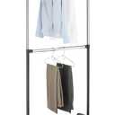Whitmor Adjustable 2-Rod Garment Rack - Rolling Clothes Organizer - Black and Chrome