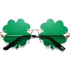 HAOLOTA St. Patrick's Day Sunglasses Shamrock Four-Leaf Clover Green Irish Costume Glasses Decorations Accessories