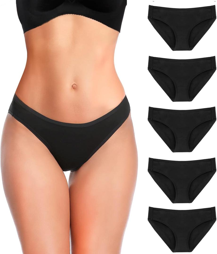 YADIFEN 5 Pack Cotton Underwear for Women Hipster Panties Low Briefs Bikini Underwears (Small)