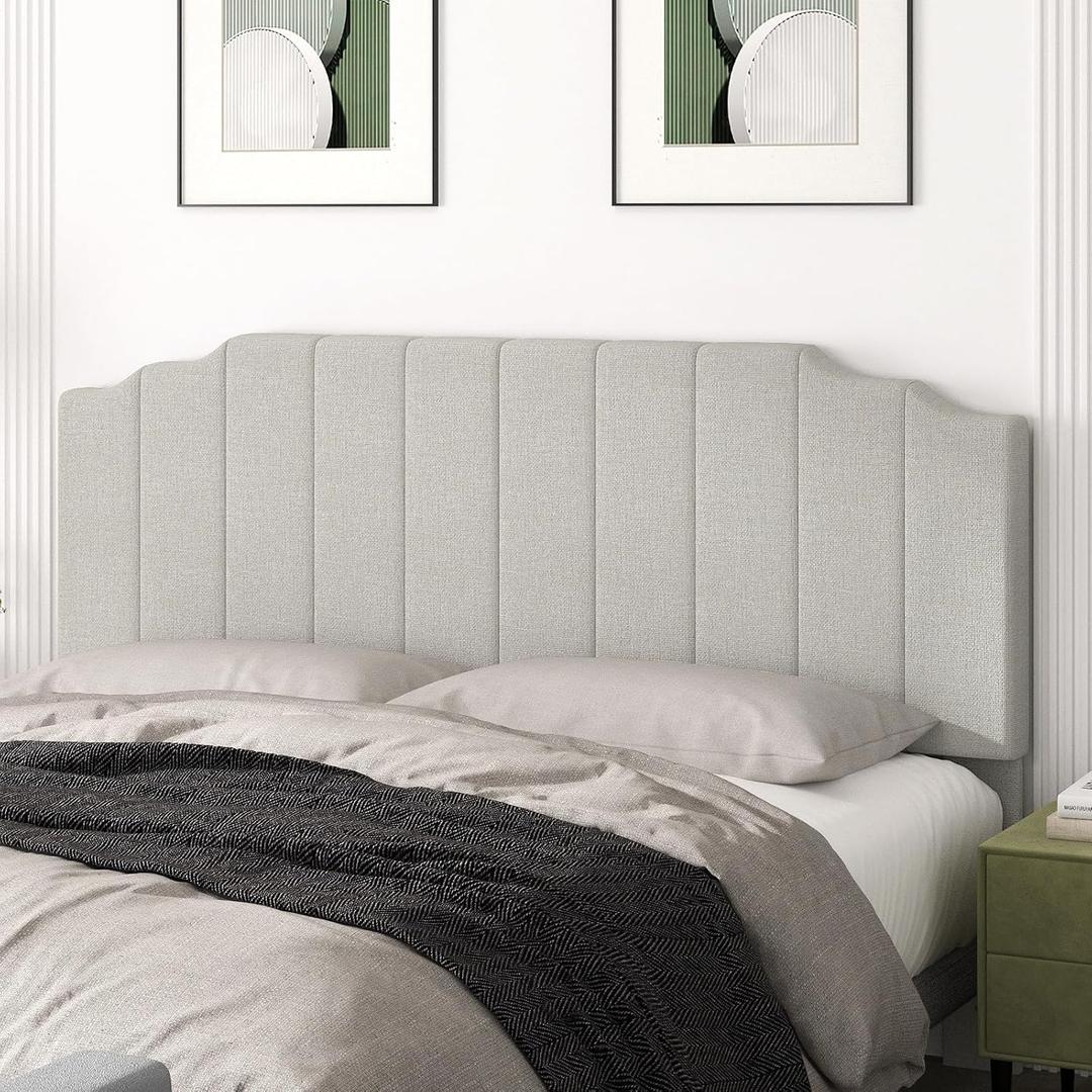 Befurtori King Size Headboard Only, Linen Wall Mounted Headboard King for Adjustable Bed Modern Upholstered Head Board Easy Assembly, Linen Gray