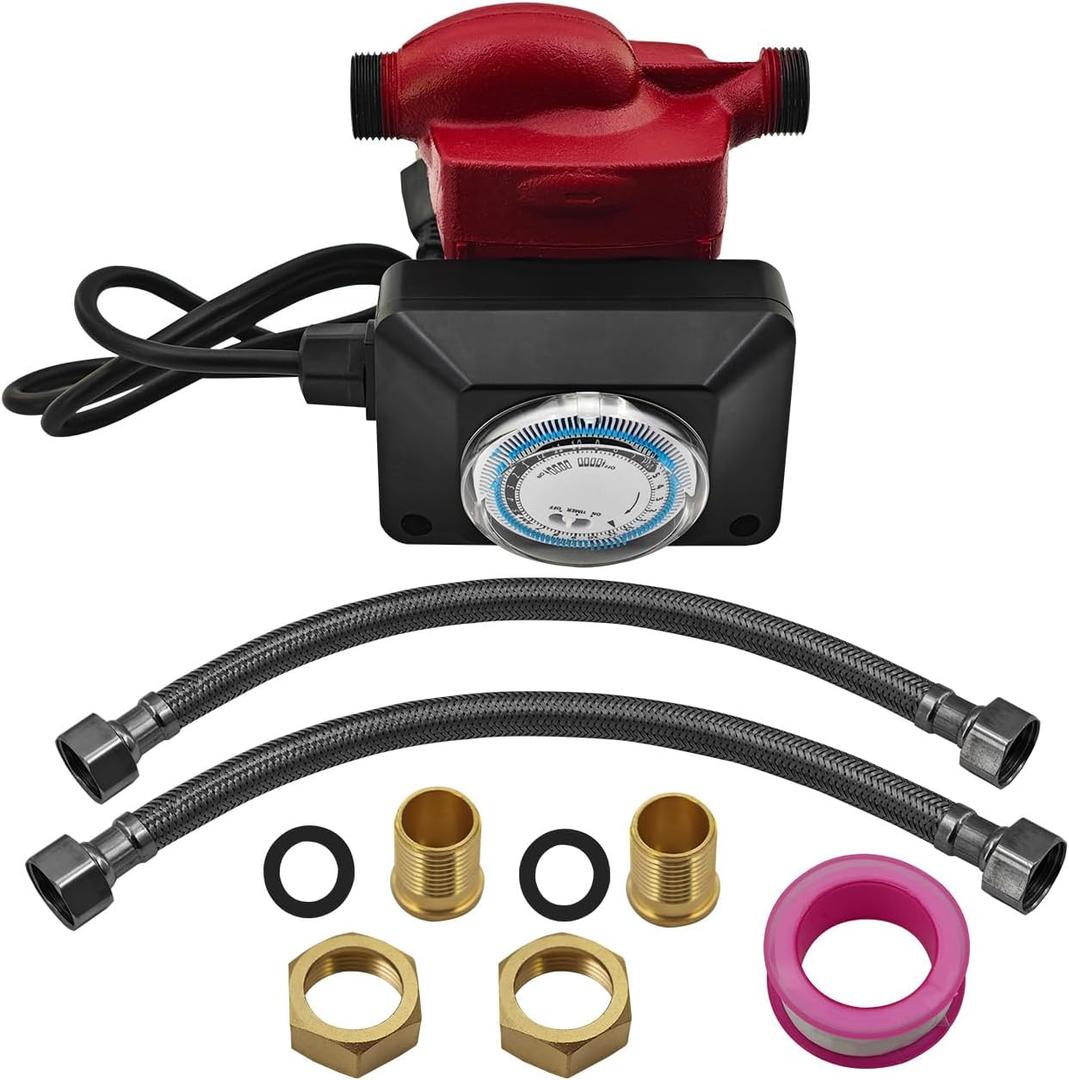 UP15-10SU7P/TLC 1/25HP Hot Water Circulator Pump with Timer for Radiant Heating, Hydronic Heating, Fan Coil Heating and Other System Types 115V Replace#59896288P1 595916 3/4" to 1/2" Union