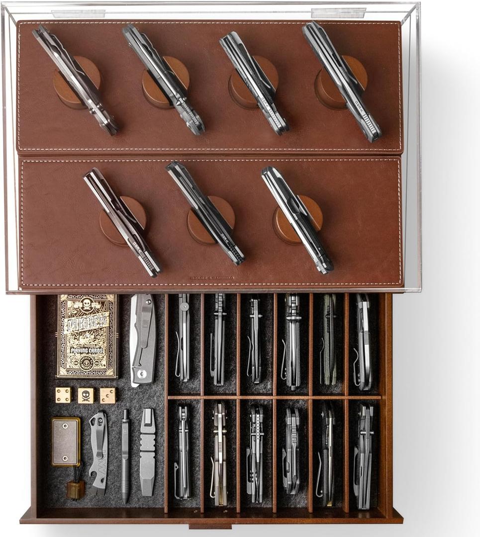 Holme & Hadfield Premium Knife Display Case for up to 30 Knives  Large Handcrafted Wooden Pocket Knife Organizer for Collections  Gift for EDC Collectors  Luxury Built to Last (Walnut) Holme & Hadfield Premium Knife Display Case for up to 30 Knives  Large Handcrafted Wooden Pocket Knife Organizer for Collections  Gift for EDC Collectors  Luxury Built to Last (Walnut)