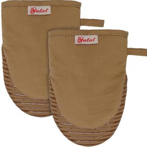 Mini Oven Mitts, Cook Mittens Yutat Silicone Oven Mitts with Quilted Liner Professionally Protect Your Hand During Baking Doing BBQ or Carry Hot Pot 1 Pair, Brown