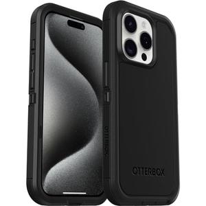 OtterBox iPhone 15 Pro (Only) Defender Series XT Case - Black, Screenless, Rugged, Snaps to MagSafe, Lanyard Attachment (Ships in Polybag, Ideal for Business Customers)