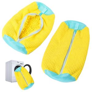 Shoe Washing Machine Bag Laundry Shoe Bag For Washer And Dryer Reusable And Durable Zippers For All Shoe Sizes Alternative To Hand Washing To Protect Your Shoes (Yellow 2Pcs) | Shoe Bags