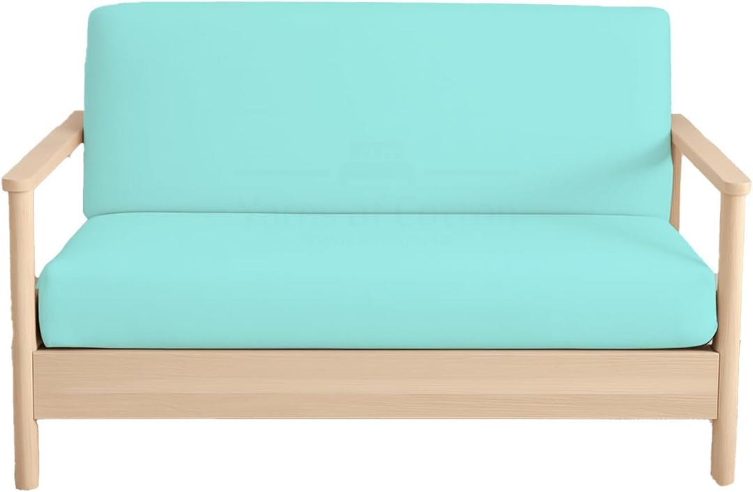 Full Size Armless Futon Covers - 100% Egyptian Cotton 600 Thread-Count Futon Slipcovers - Zippered Couch Cover Sofa Bed Protector, Sleeper Sofa Cover, Machine Washable, Turquoise Blue