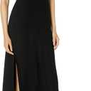 The Drop Women's Mickey Loose-fit One-Shoulder Cutout Rib Knit Maxi Dress (Black), XXS