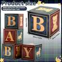 Amyhill Set of 4 Blue Red Baby Shower Boxes with Letters Bear Themed Baby Shower Decorations 11.8'' Horse Bear Theme Gender Reveal Blocks for Birthday Decor Backdrop Photo Prop Supplies