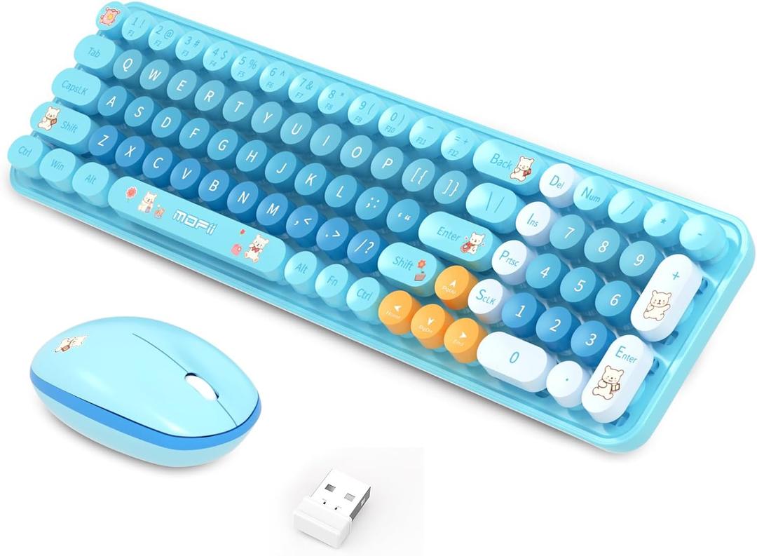 Wireless Keyboard Mouse, 2.4GHz Compact Quiet Cordless Keyboard and Mouse Combo with Nano USB Receiver for Windows, Laptop, PC, Notebook Blue