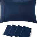 Bedsure Queen Pillow Cases Set of 4 - Navy Brushed Microfiber Pillowcases 4 Pack, Super Soft and Cozy Pillowcase, Pillow Case Covers with Envelope Closure, 20x30 Inches
