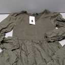 ZESICA Women's Casual V Neck Long Sleeve Smocked High Waist Ruffle A Line Tiered Mini Dress M