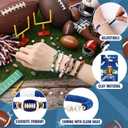 Quelay 24 Set Game Day Football Bracelets Gifts Stackable Clay Beaded Stretch Bracelets Jewelry Adjustable Friendship with Gift Cards for Football Fans Player Coaches Sports Team Party Favor