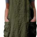 YESDOOD Cotton Linen Apron Cross Back Apron for Womens with Pockets Pinafore Dress for Baking Cooking (Medium, Green)